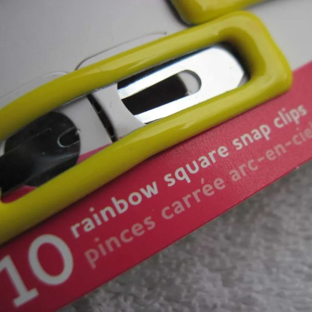 10 Goody Girls Rainbow Glossy Glam Epoxy Covered Square Metal Hair Snap Clips